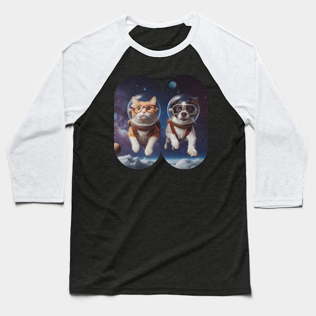 Cosmo Duo Dog Cat Baseball T-Shirt by Keziah Elements